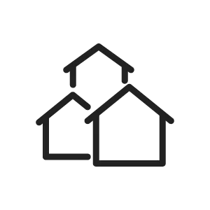 Icon: 3 überlappende Häuser