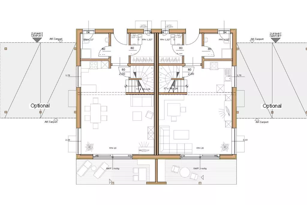 Grundriss/Maßstabszeichnung der Doppelhaushälfte.
